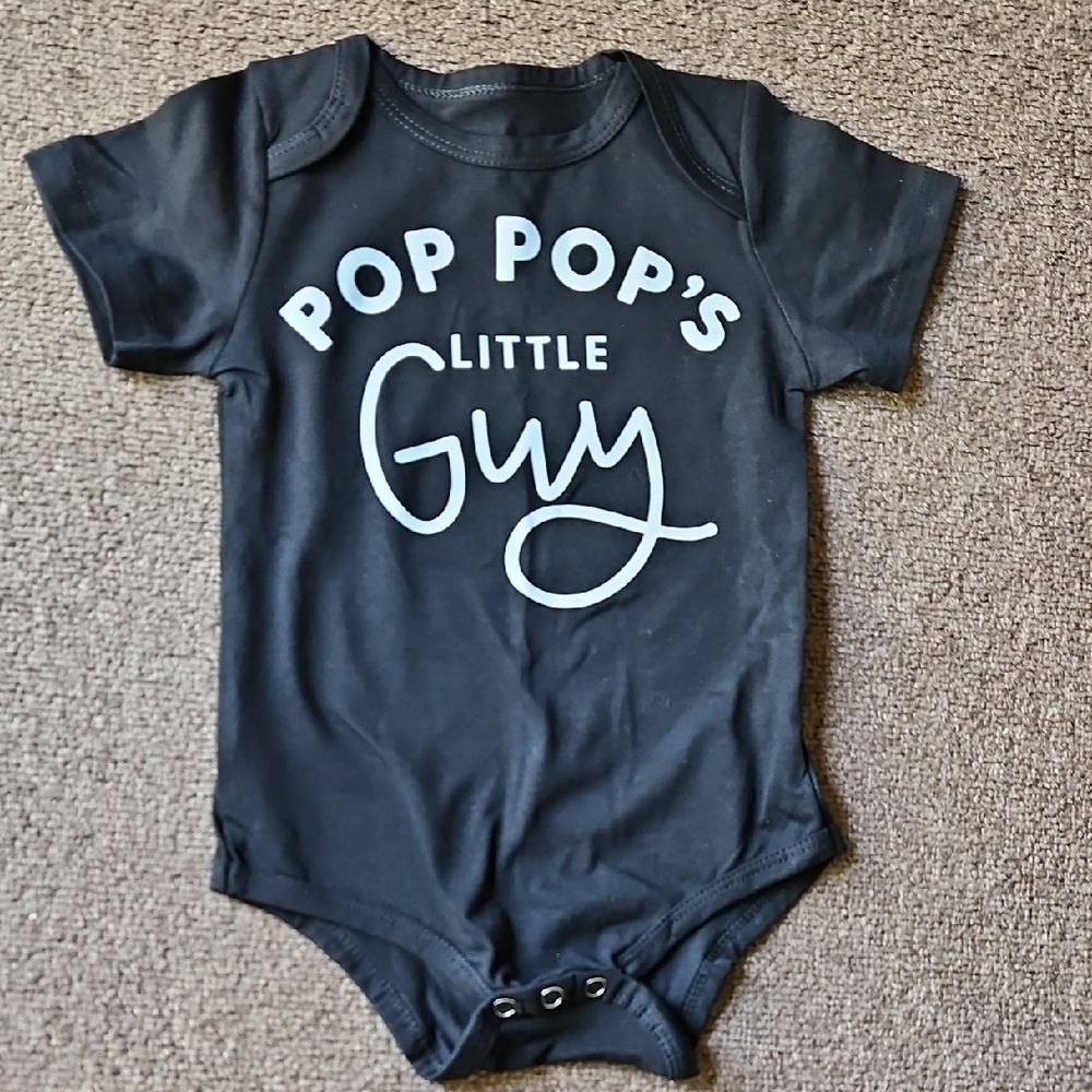 Source Unknown Black 'Pop Pop's Little Guy' Baby One-Piece